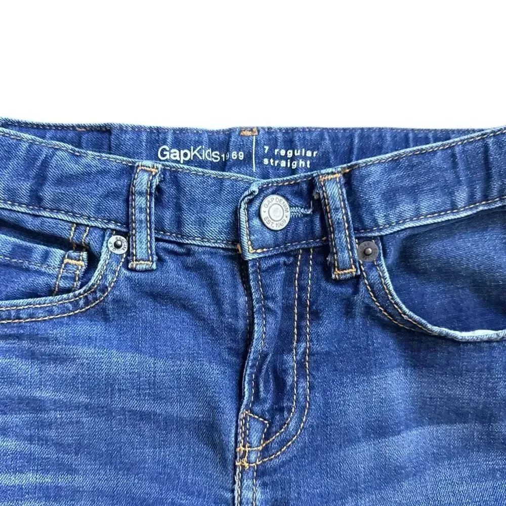 Youth Boys Gap Kids 1969 Indigo Regular Straight Leg Medium Wash Jeans - Sz 7 yr